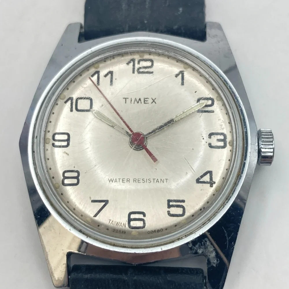 Vintage Timex Sprite Men's Watch 31mm 22519 02480 Silver Tone 1980 Manual Wind